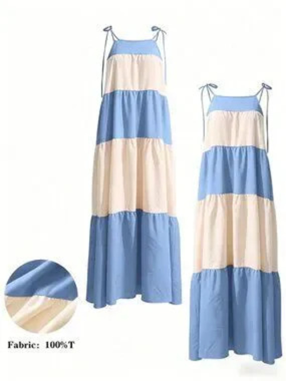 blue stripe Casual Women's Colorblock maxi dress